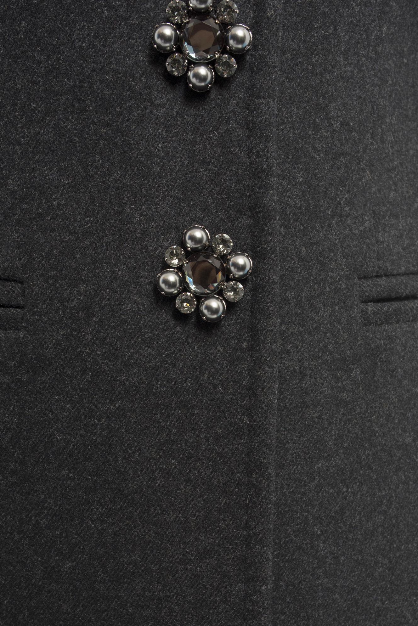 Dolce & Gabbana Charcoal Grey Mink Collar Wool Coat with Jewel Buttons - S 2
