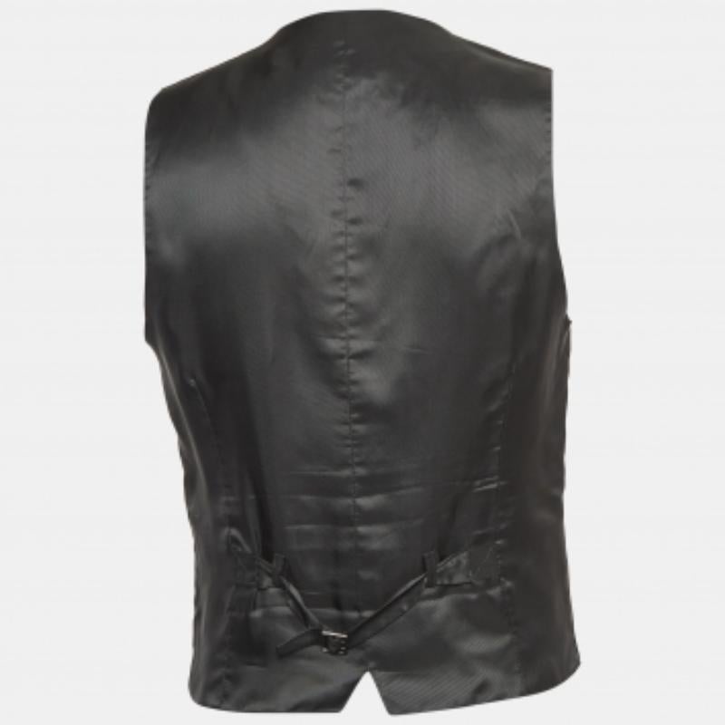 Dolce & Gabbana Charcoal Grey Wool Tailored Waistcoat M For Sale 2