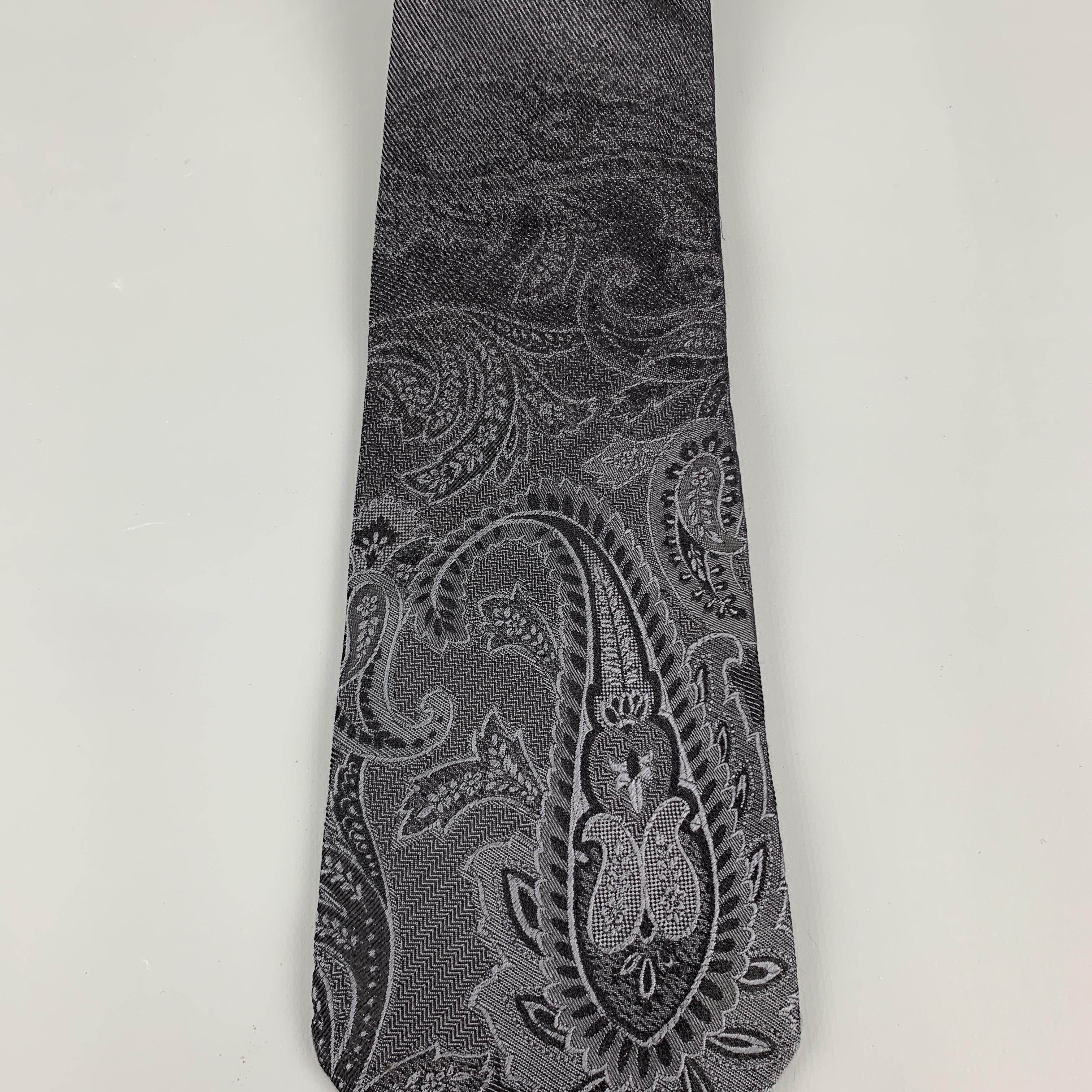 Black DOLCE & GABBANA Charcoal Ombre Paisely Silk Tie