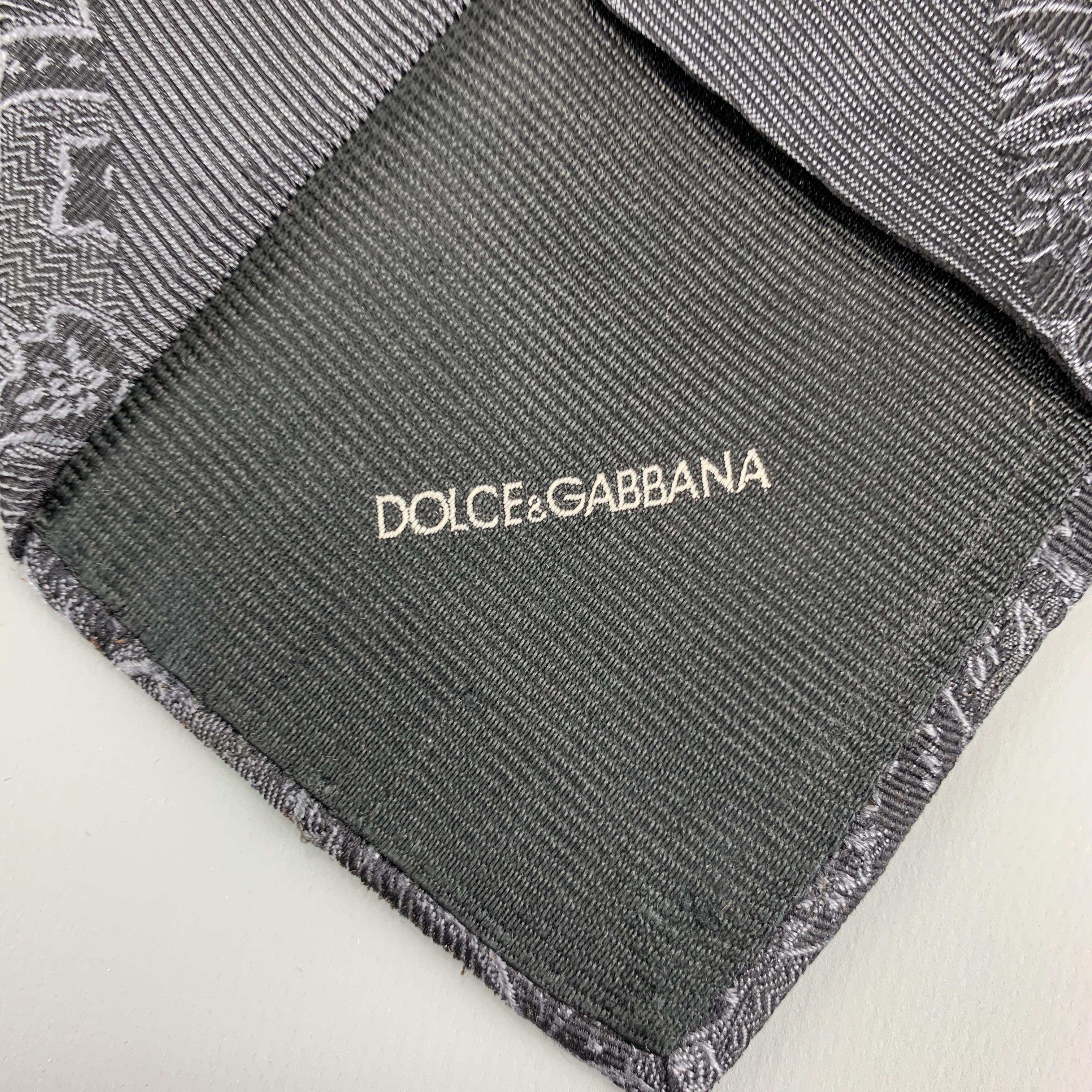 DOLCE & GABBANA Charcoal Ombre Paisely Silk Tie In Good Condition In San Francisco, CA