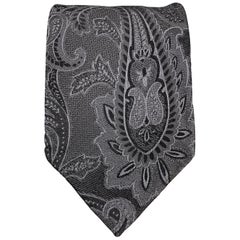 DOLCE & GABBANA Charcoal Ombre Paisely Silk Tie
