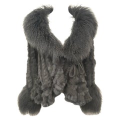 Dolce & Gabbana Charcoal Virgin Wool & Tibetan Lamb Fur Jacket 46 EU