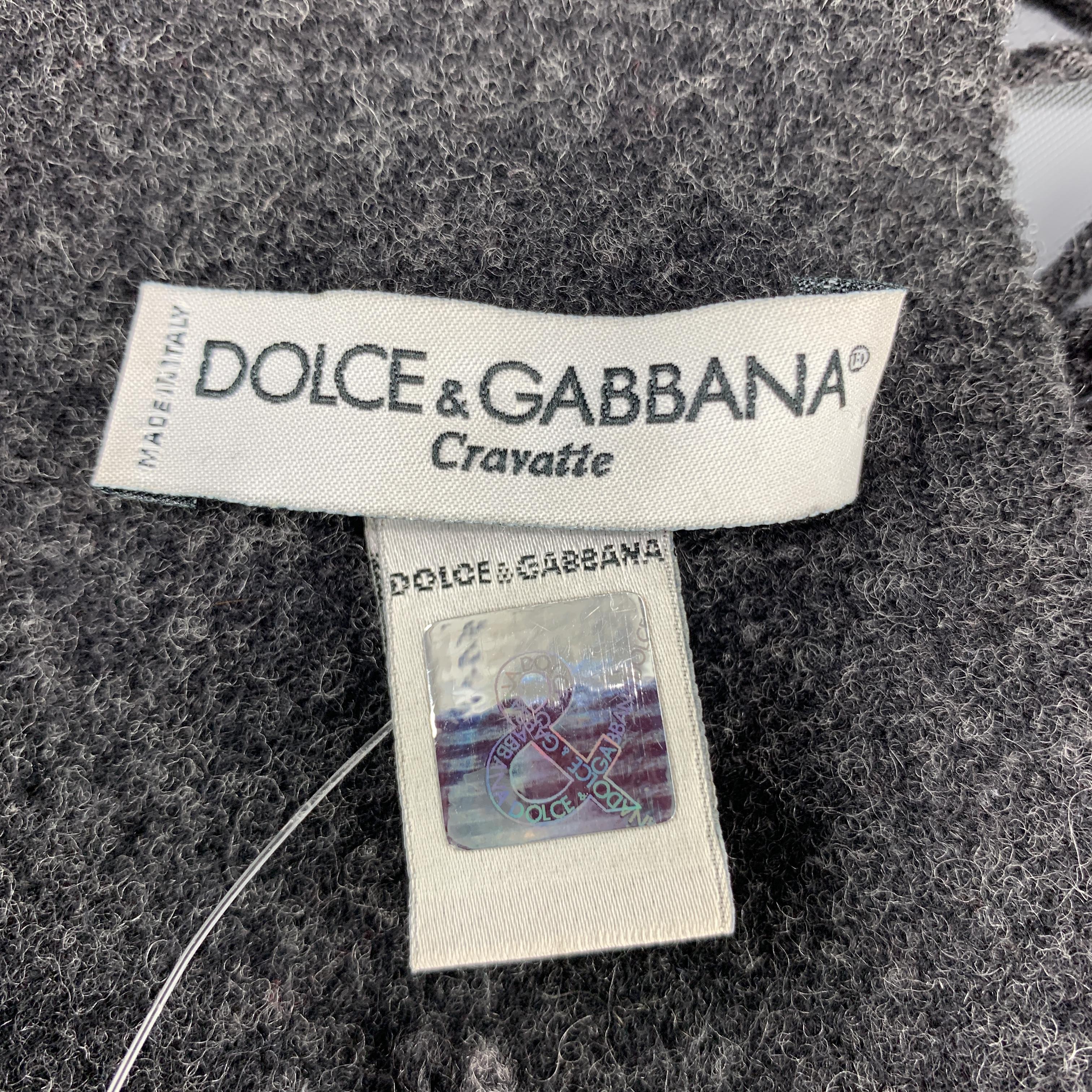 DOLCE & GABBANA Charcoal Wool Fringe Scarf In Good Condition In San Francisco, CA