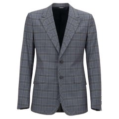 Dolce & Gabbana - Checked Cotton Blazer Jacket Blue Gray 44