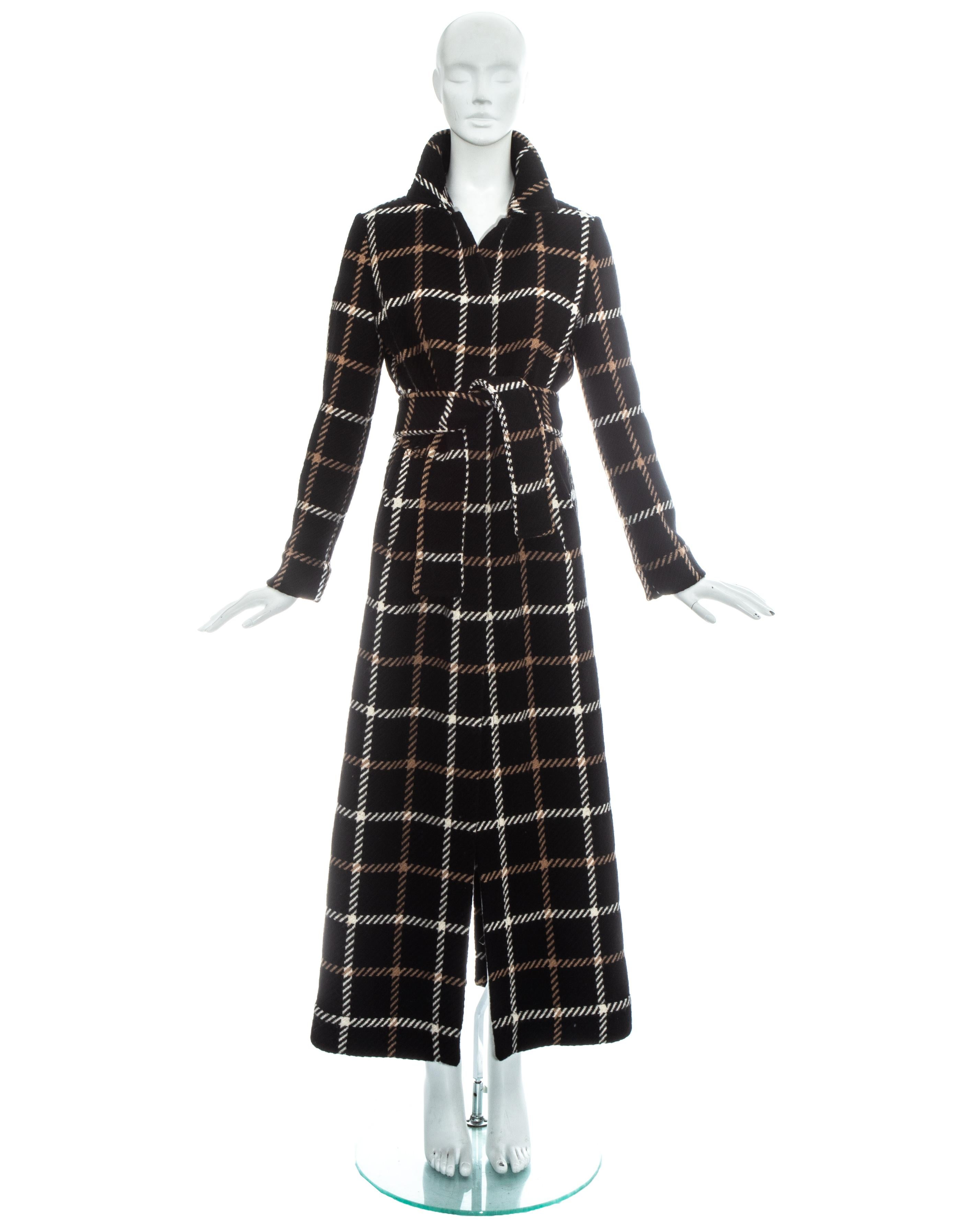 Dolce & Gabbana black, brown and cream checked wool maxi coat. 

Fall-Winter 1995