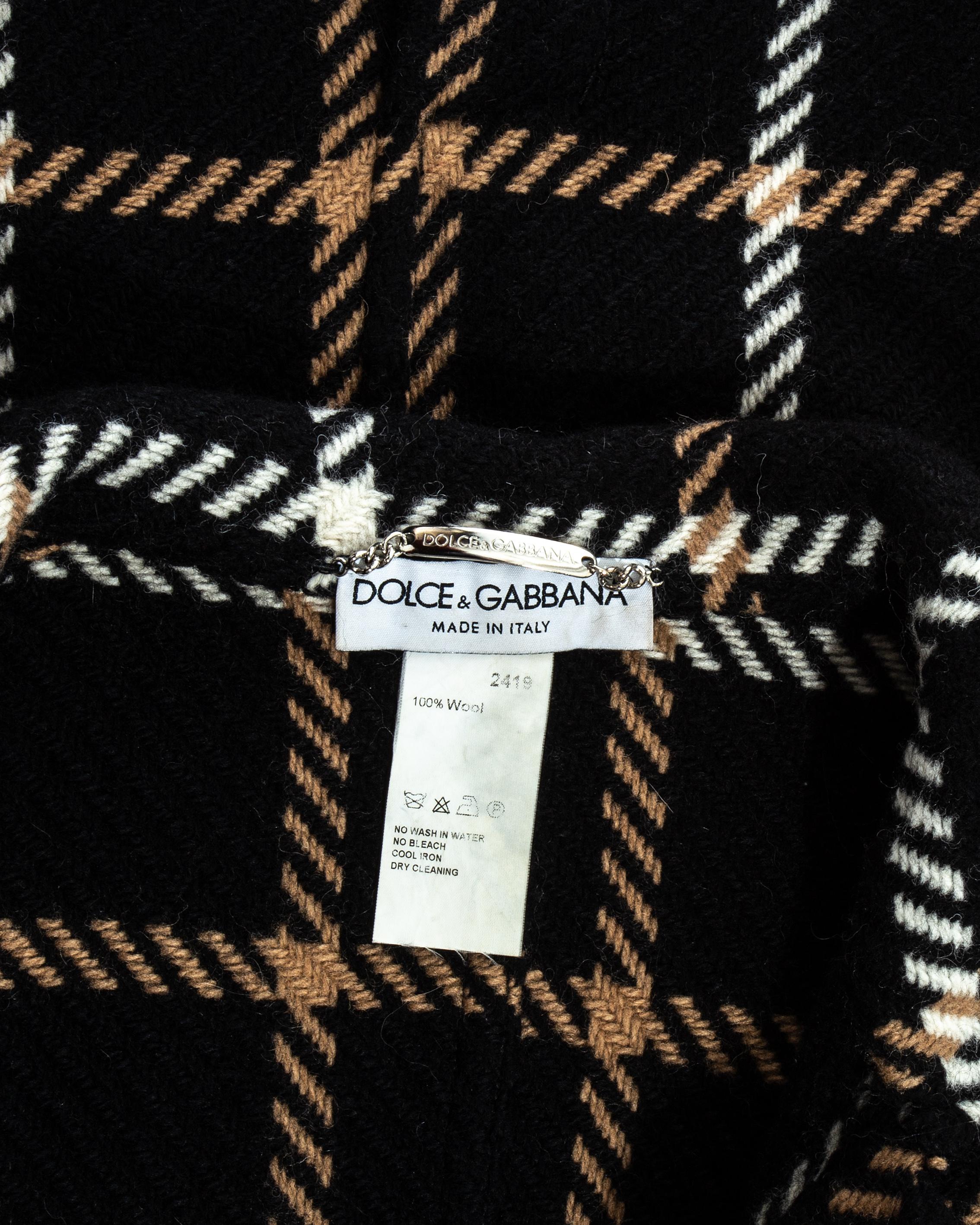 Black Dolce & Gabbana checked wool maxi coat, fw 1995