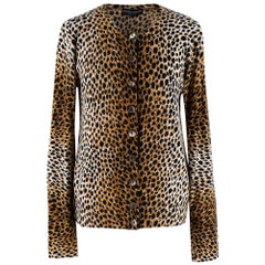 Dolce & Gabbana Cheetah Print Cashmere Knit Cardigan - Size US 10