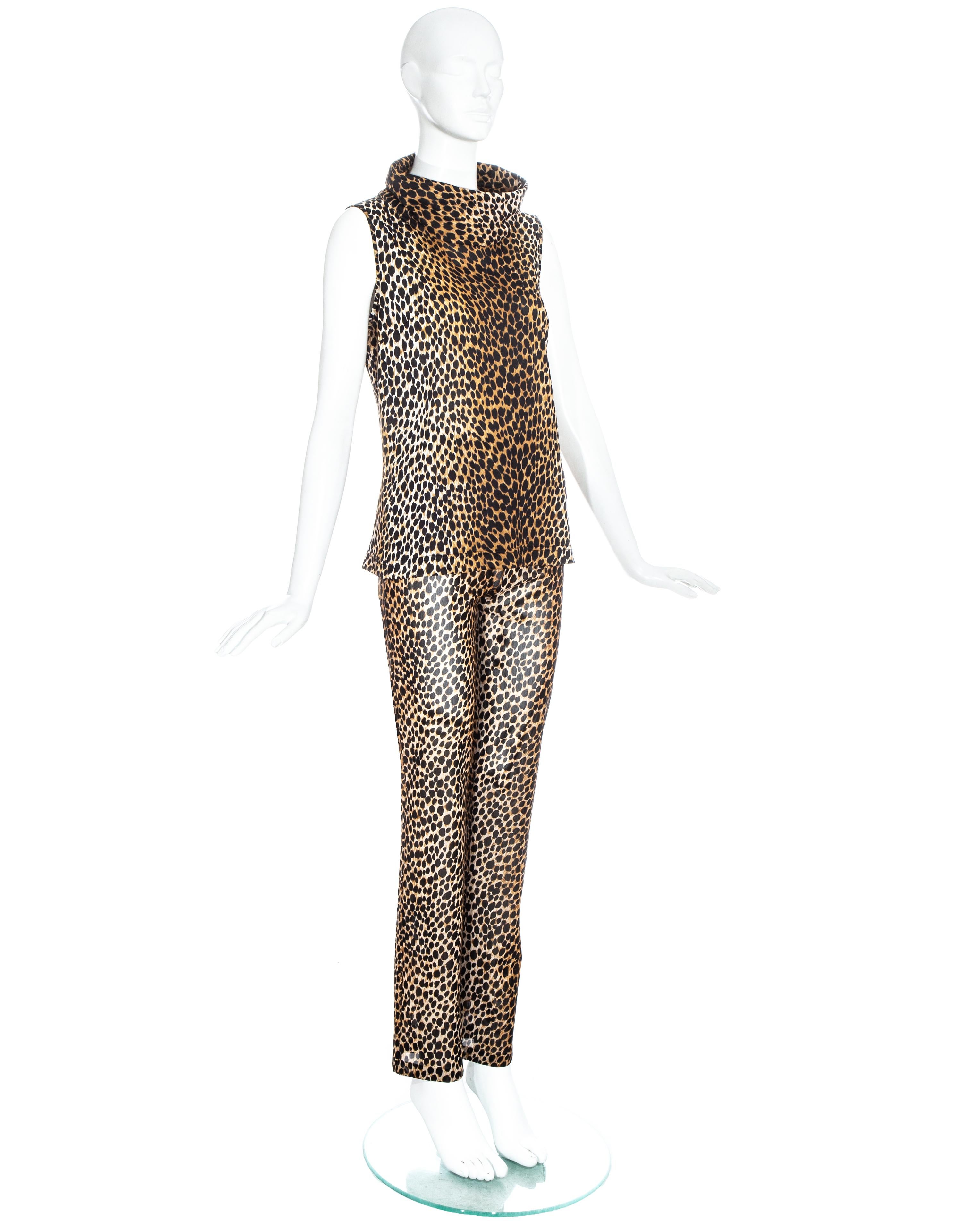 Ensemble pantalon et gilet à col roulé imprimé Cheetah Dolce & Gabbana, P/É 1996 Excellent état - En vente à London, GB