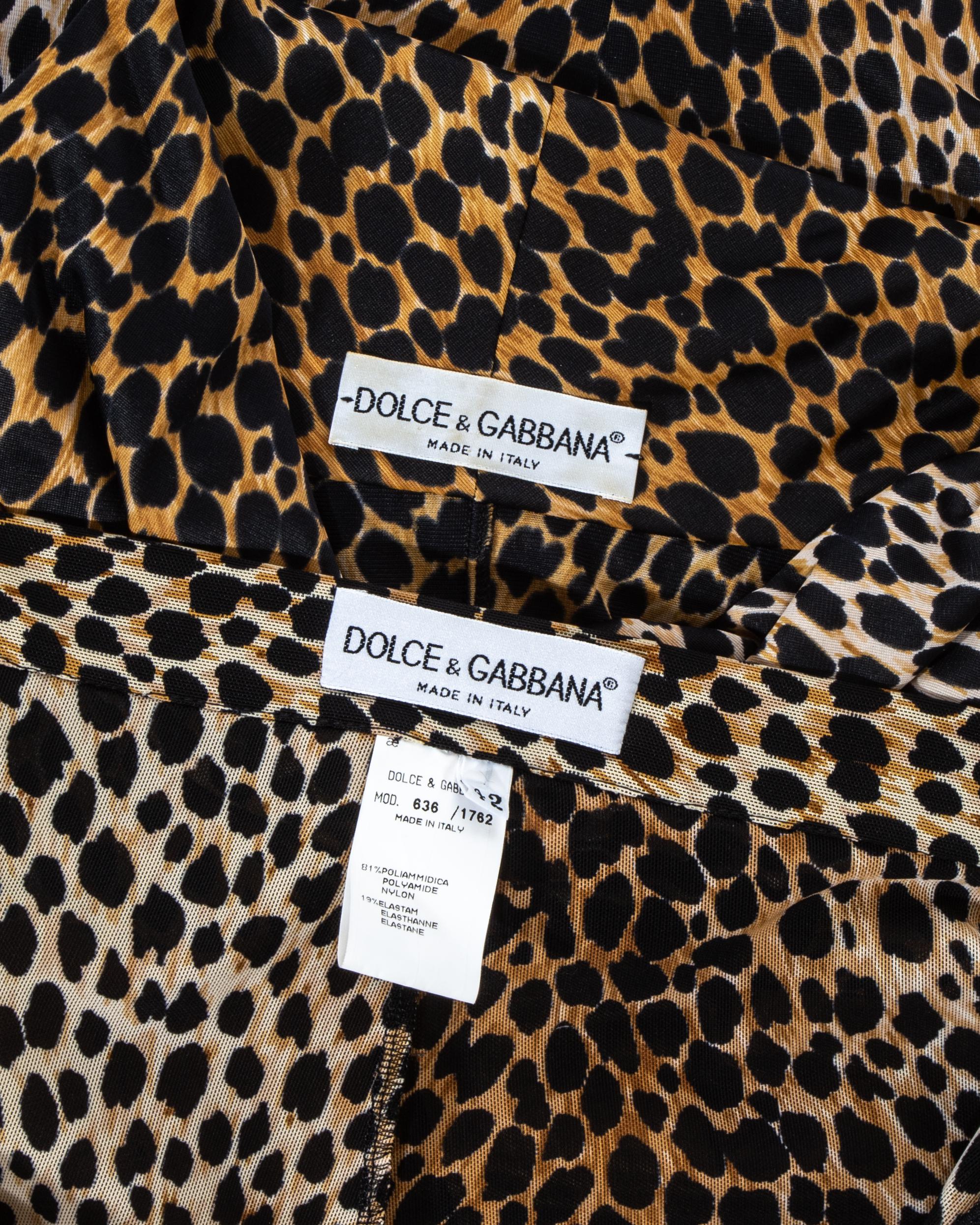 Women's Dolce & Gabbana cheetah print pants and turtle neck vest set, ss 1996 For Sale