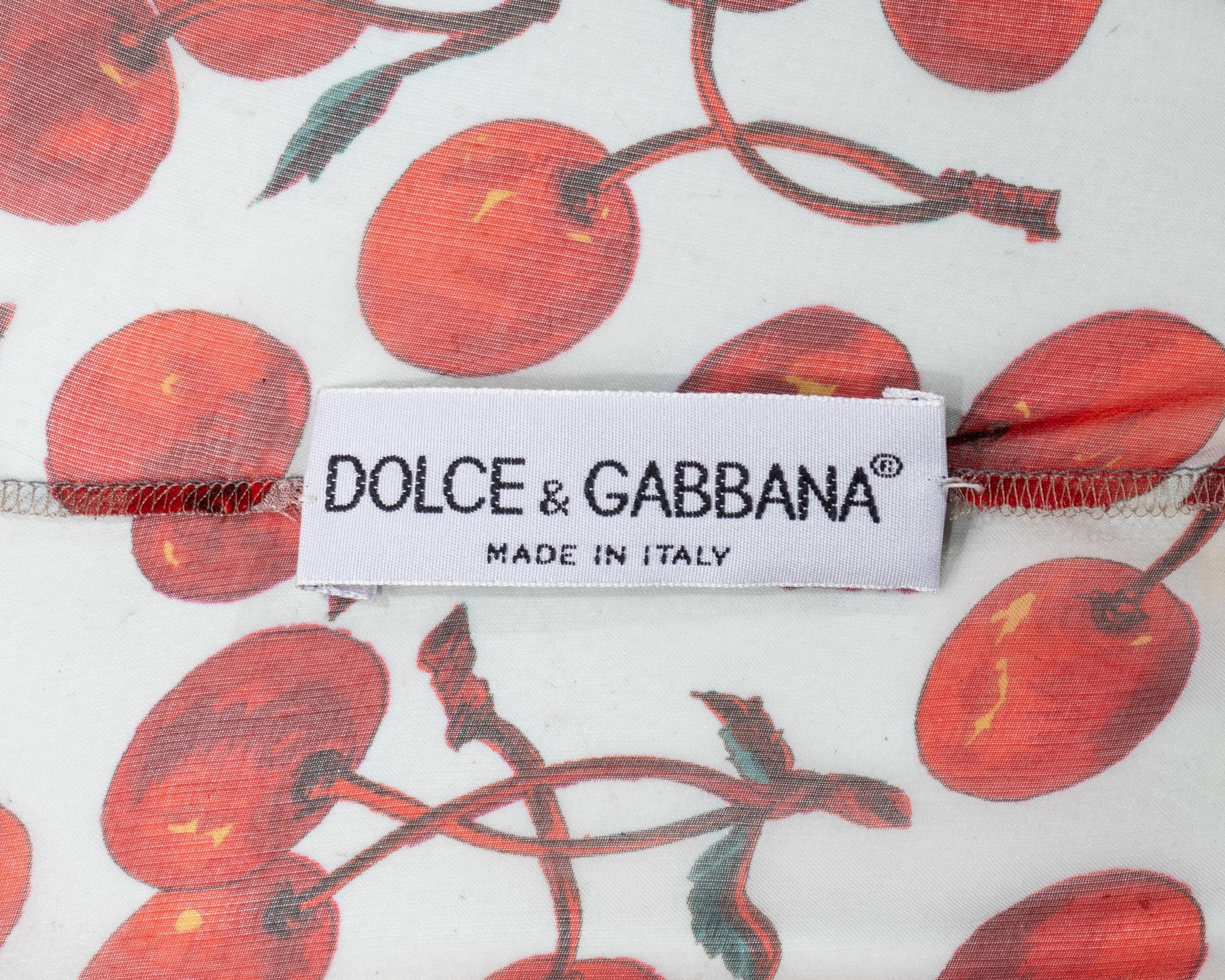 Dolce & Gabbana cherry print silk chiffon evening dress with train, fw 1996 6