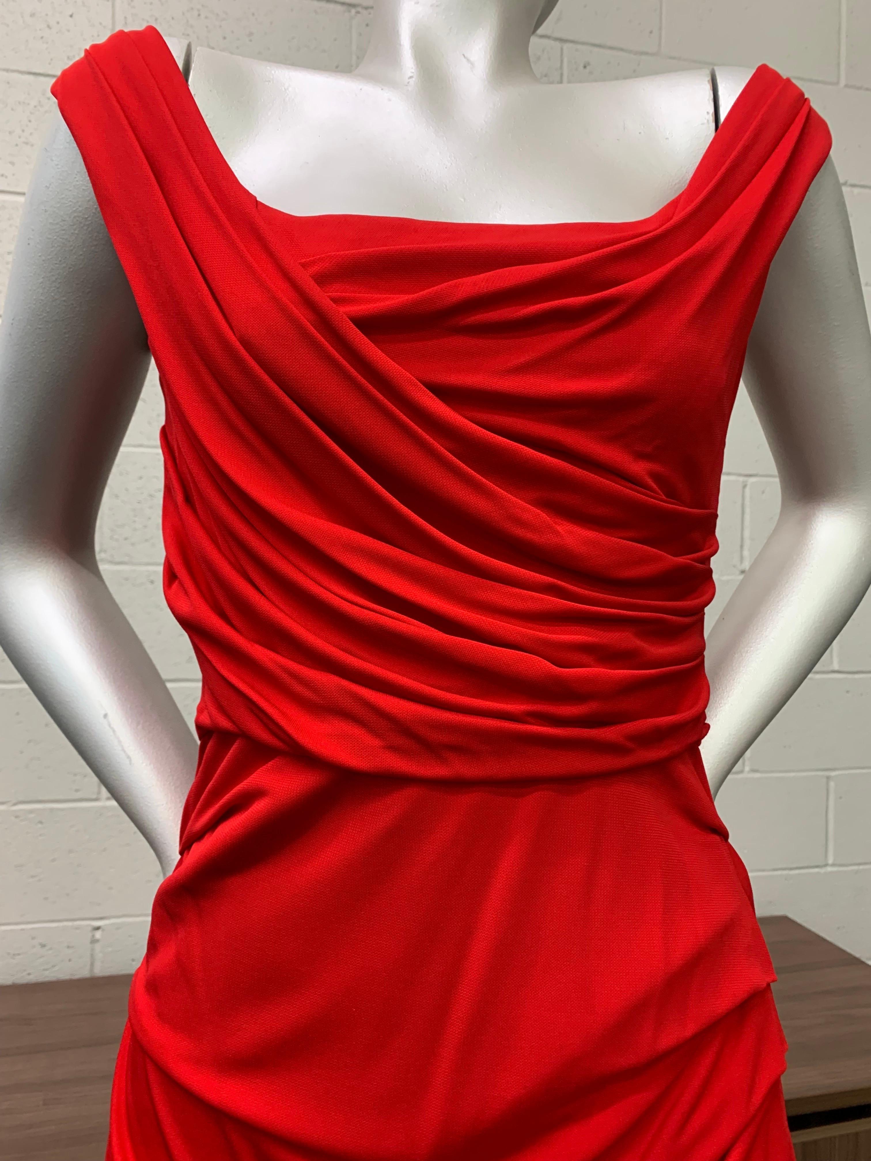 Women's Dolce & Gabbana Cherry Red Ruched and Draped Matte Jersey Sheath Dress 