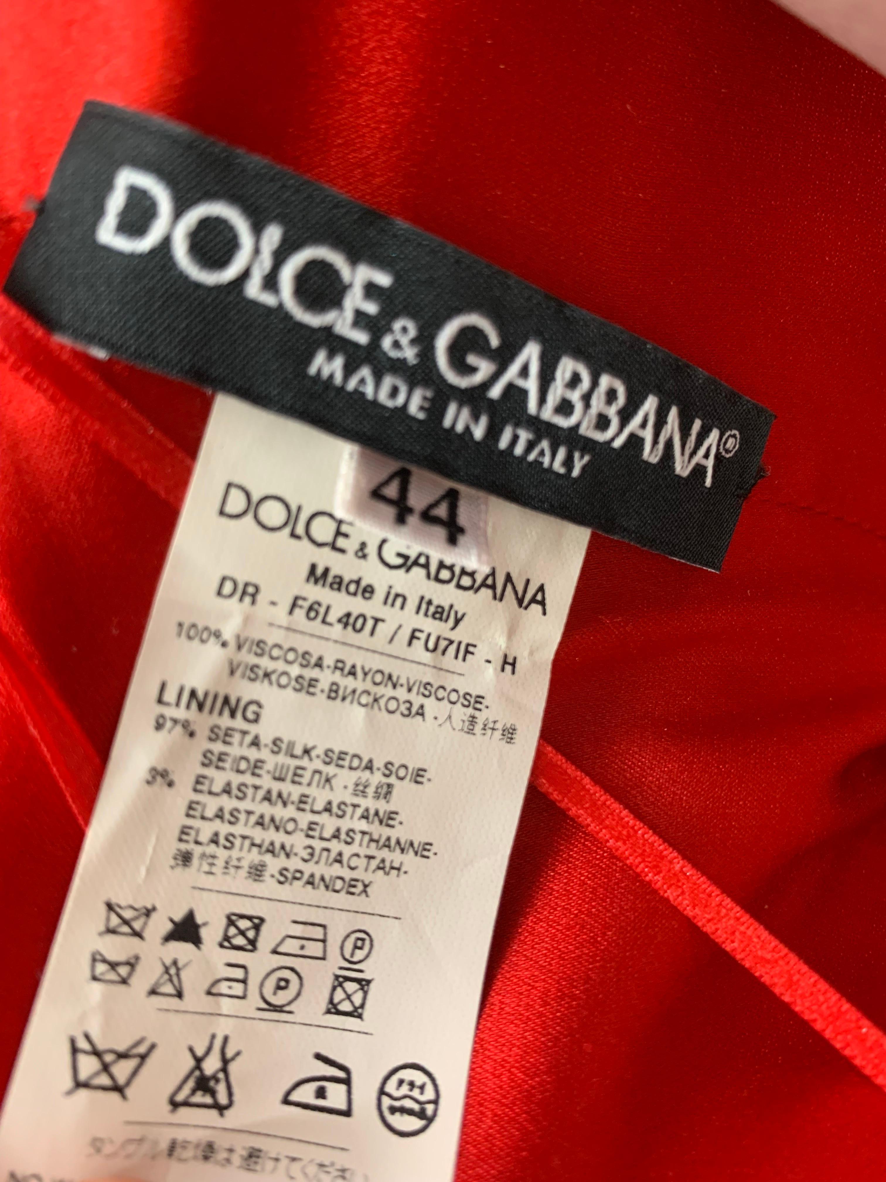 Dolce & Gabbana Cherry Red Ruched and Draped Matte Jersey Sheath Dress  1
