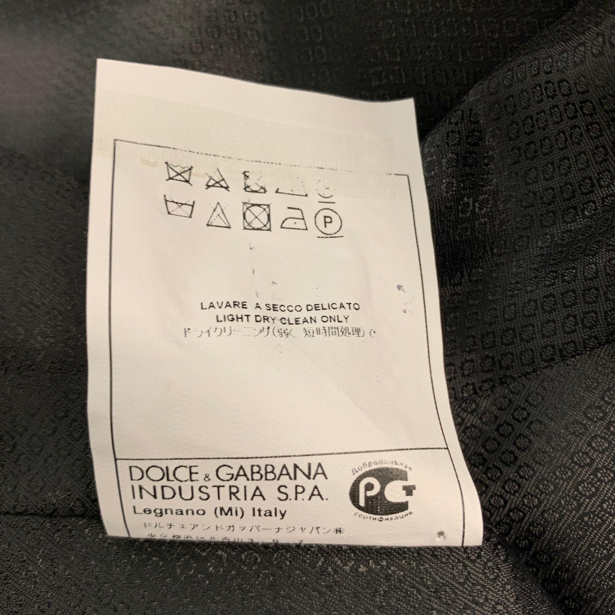 DOLCE & GABBANA Abito a giacca con collo a punta in misto lana tinta unita bianco e nero taglia 38 in vendita 6
