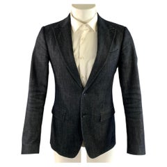 DOLCE & GABBANA Chest Size 38 Blue Indigo Denim Notch Lapel Sport Coat
