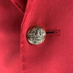 DOLCE & GABBANA Chest Size 38 Red Solid Wool  Elastane Peak Lapel 30 29 Suit