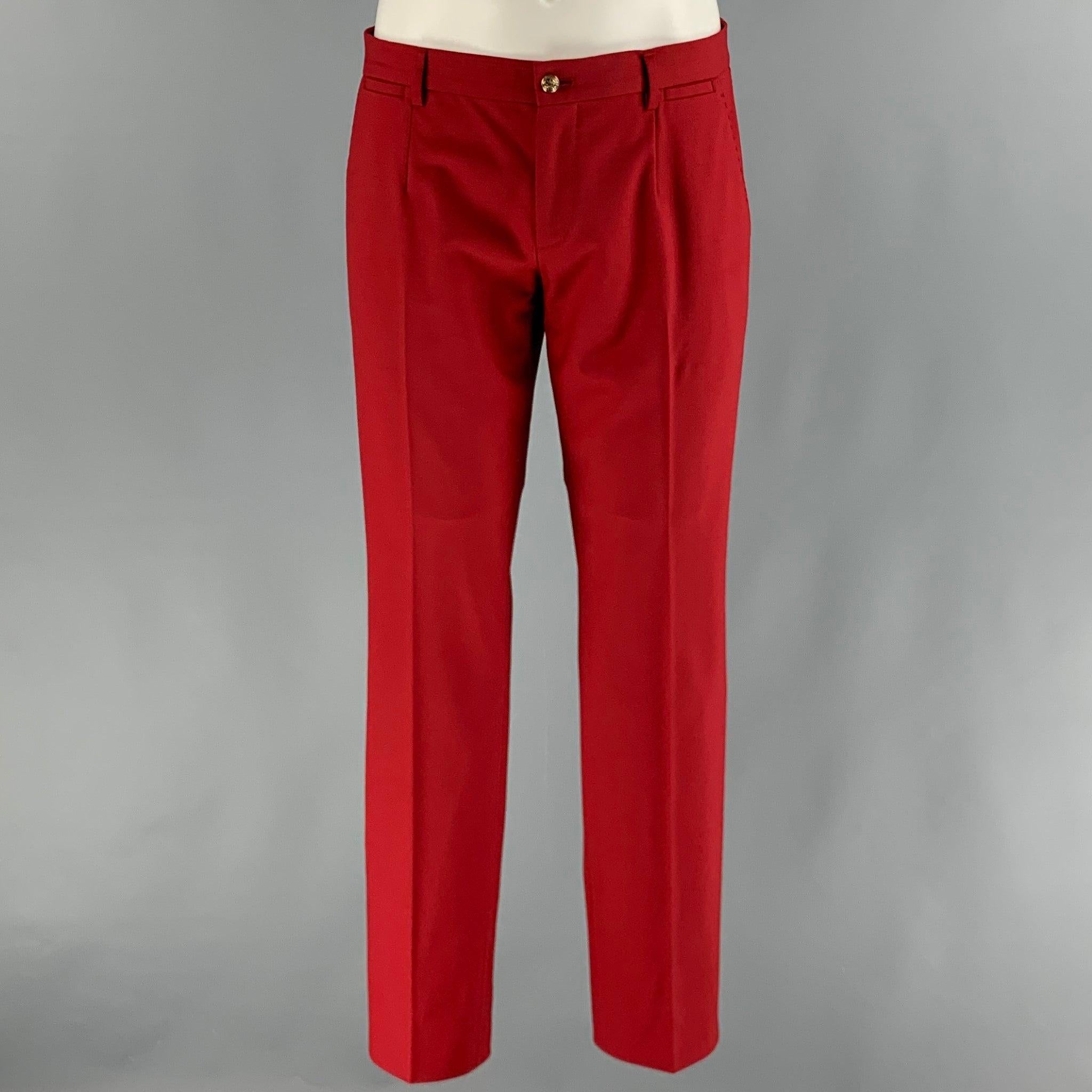 DOLCE & GABBANA Chest Size 38 Red Solid Wool  Elastane Peak Lapel 30 29 Suit 3