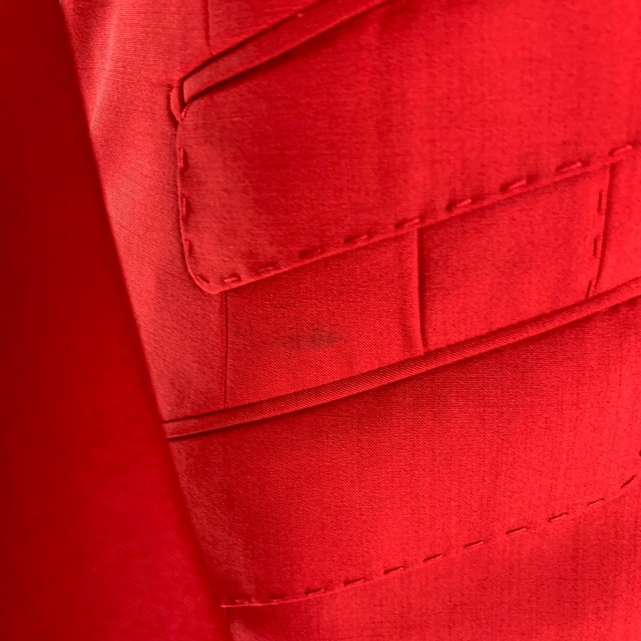 DOLCE & GABBANA Chest Size 38 Red Solid Wool  Elastane Peak Lapel 30 29 Suit 5