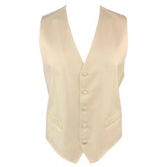 Vintage DOLCE & GABBANA Chest Size 42 Beige Wool / Silk Buttoned V-neck Vest
