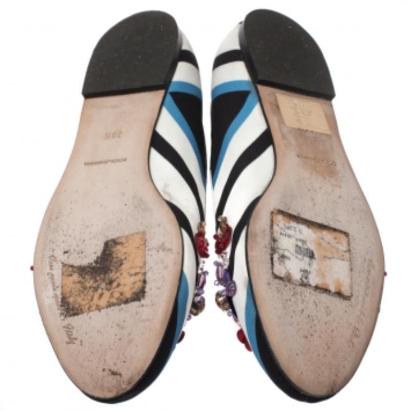 Dolce & Gabbana Chevron gedruckt Kristall spitze Zehe Ballett Flats Größe 36.5 im Angebot 2