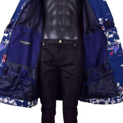 Dolce & Gabbana - Chinese Birds Leafs Printed Coat Blue 52