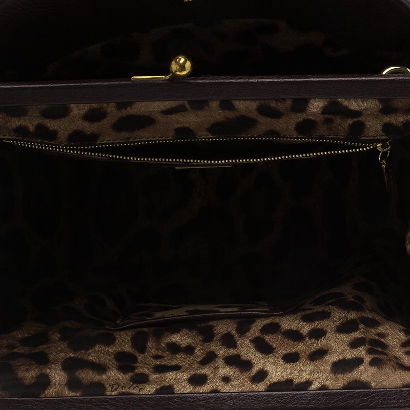 Dolce & Gabbana Choco Brown Leather Key Zipper Top Handle Bag 7
