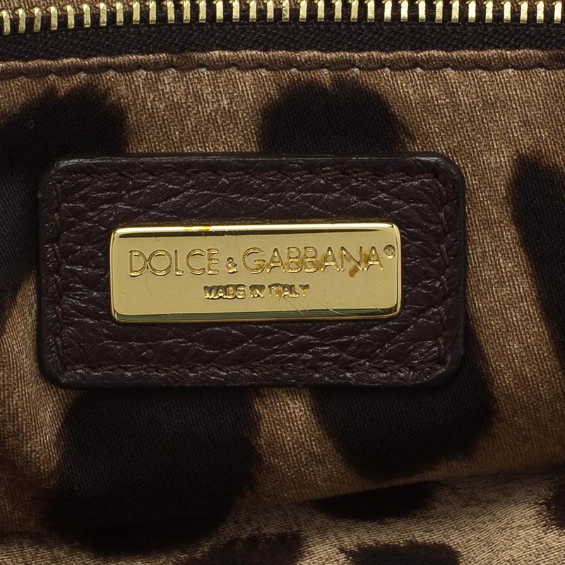 Dolce & Gabbana Choco Brown Leather Key Zipper Top Handle Bag 8
