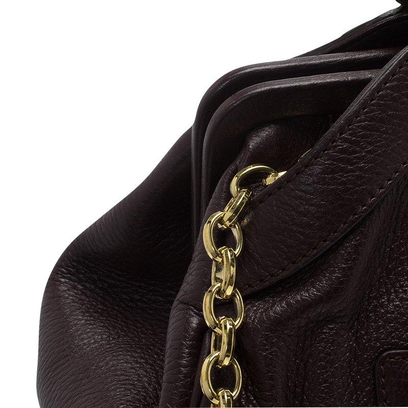 Black Dolce & Gabbana Choco Brown Leather Key Zipper Top Handle Bag