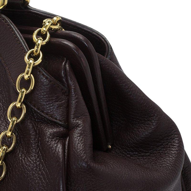 Dolce & Gabbana Choco Brown Leder Schlüssel Zipper Top Handle Bag 2