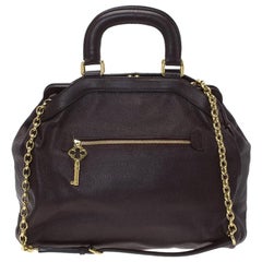 Dolce & Gabbana Choco Brown Leather Key Zipper Top Handle Bag