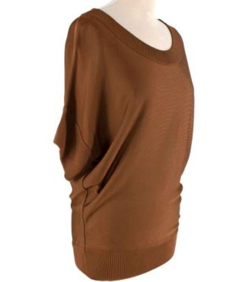 Dolce & Gabbana Chocolate Brown Fine-Knit Batwing Sweater In Good Condition For Sale In London, GB