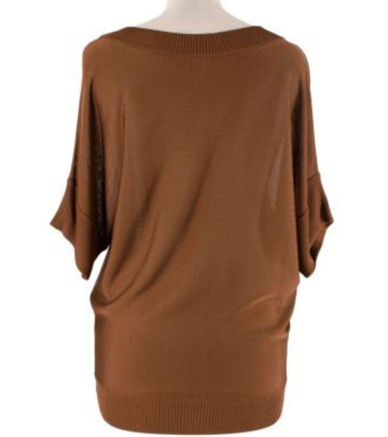 Women's Dolce & Gabbana Chocolate Brown Fine-Knit Batwing Sweater For Sale
