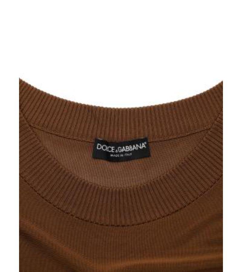Dolce & Gabbana Chocolate Brown Fine-Knit Batwing Sweater For Sale 2