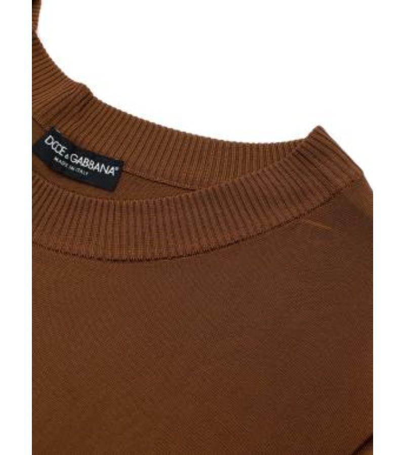 Dolce & Gabbana Chocolate Brown Fine-Knit Batwing Sweater For Sale 4