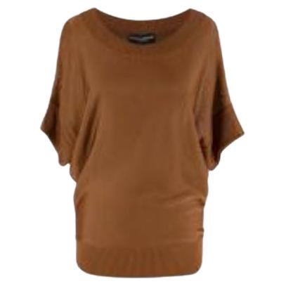 Dolce & Gabbana Chocolate Brown Fine-Knit Batwing Sweater For Sale