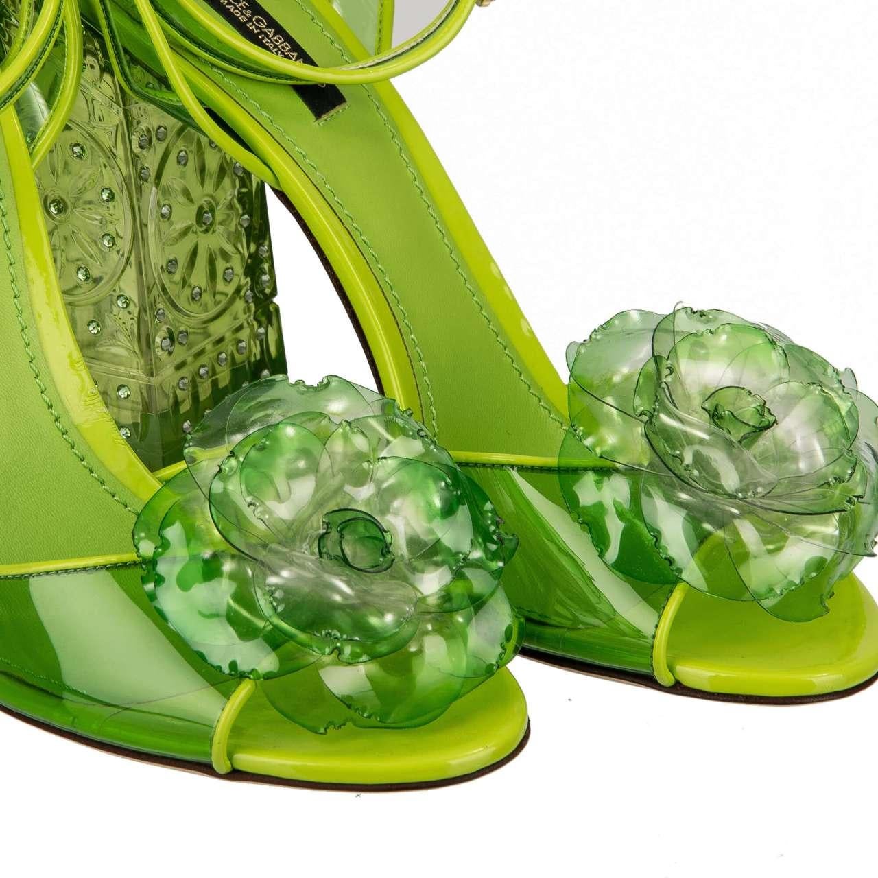 Women's Dolce & Gabbana - Cinderella Crystal Pumps Sandals KEIRA Green 40 10