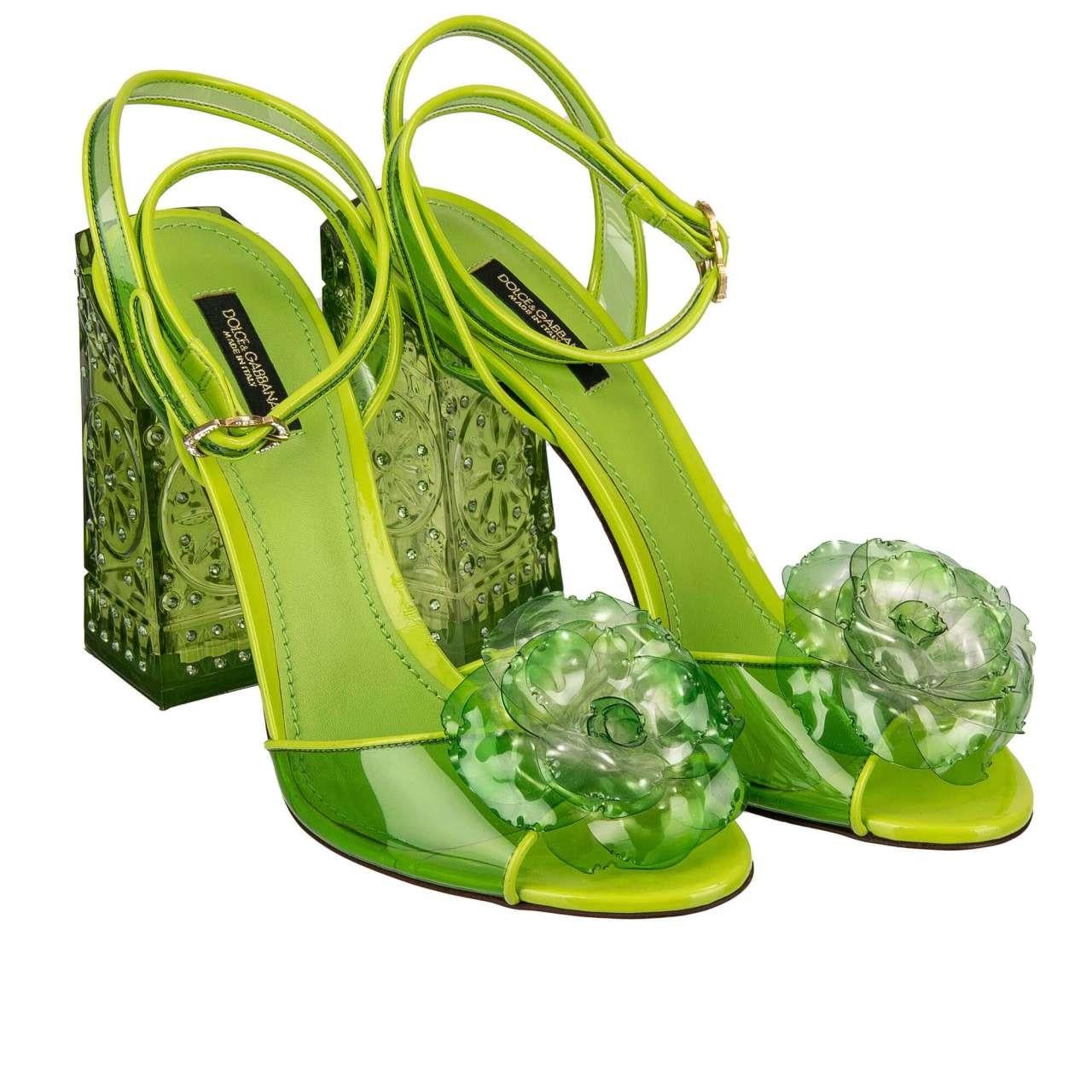 Dolce & Gabbana - Cinderella Crystal Pumps Sandals KEIRA Green 40 10 1