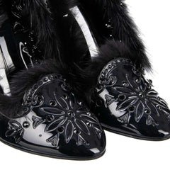 Dolce & Gabbana - Cinderella Fur and PVC Pumps with Crystals Black 37