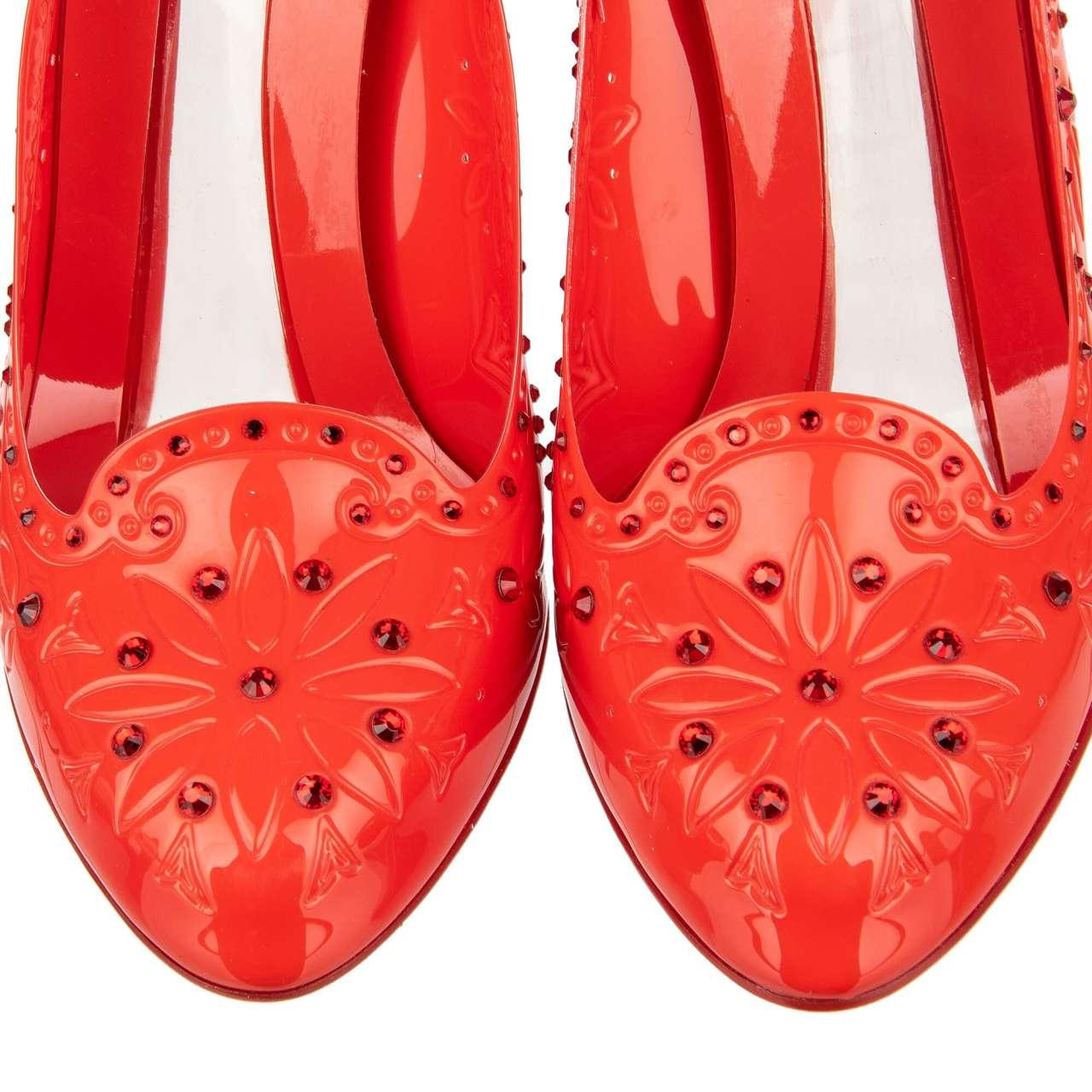 Dolce & Gabbana - Cinderella PVC Crystals Pumps Red 39 9 For Sale 1