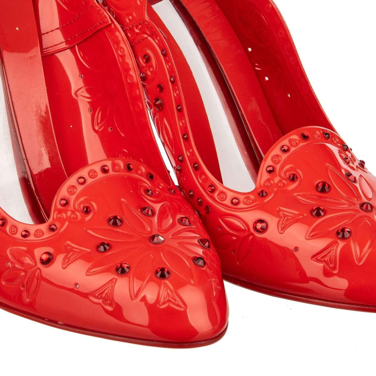 Dolce & Gabbana - Cinderella PVC Crystals Pumps Red 39 9 For Sale 2
