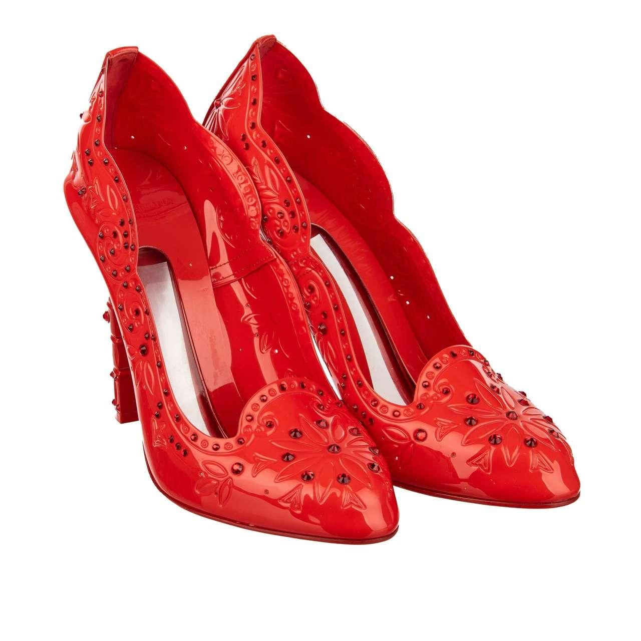 Dolce & Gabbana - Cinderella PVC Crystals Pumps Red 39 9 For Sale 3