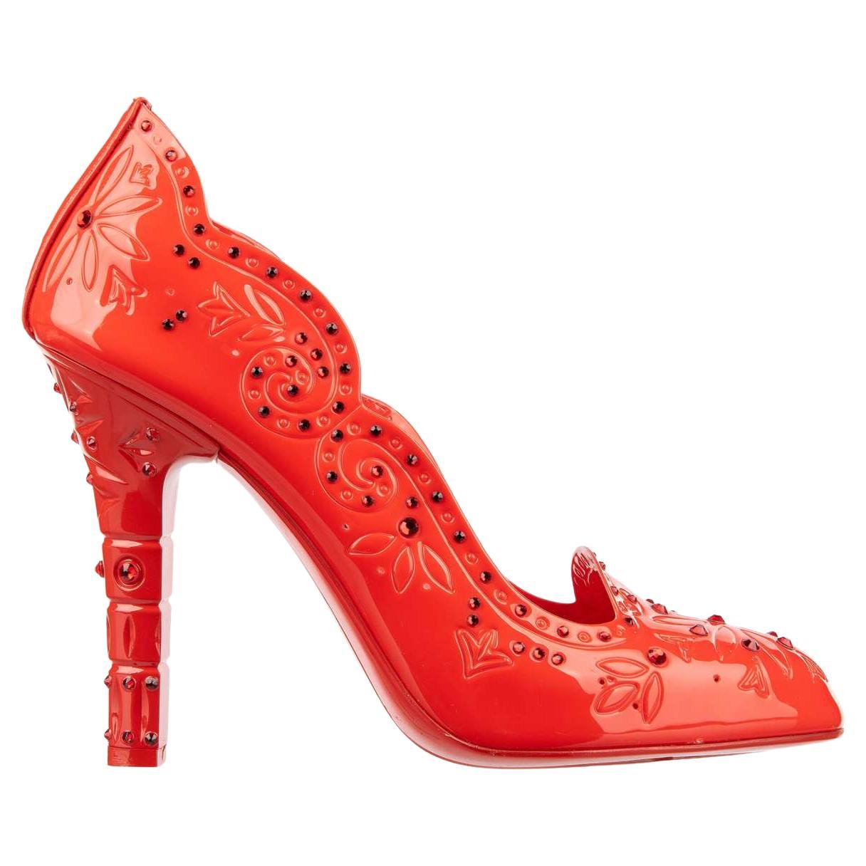 Dolce & Gabbana - Cinderella PVC Crystals Pumps Red 39 9 For Sale