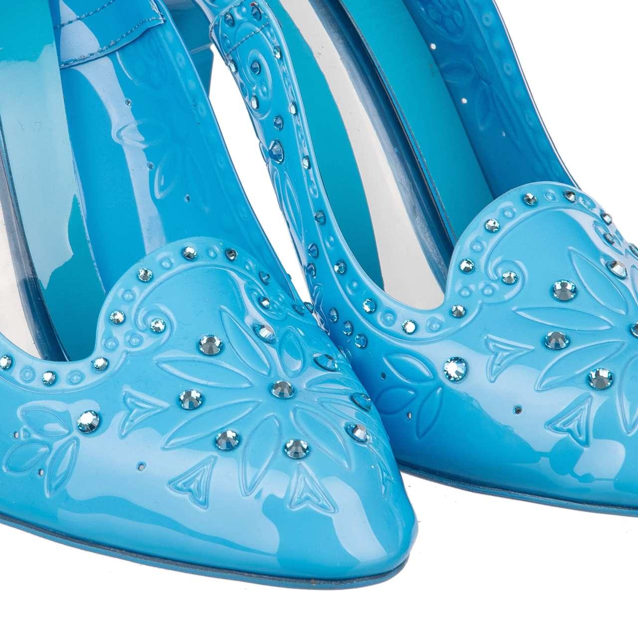 Dolce & Gabbana - Cinderella PVC Crystals Pumps Turquoise Blue 39 9 For Sale 1