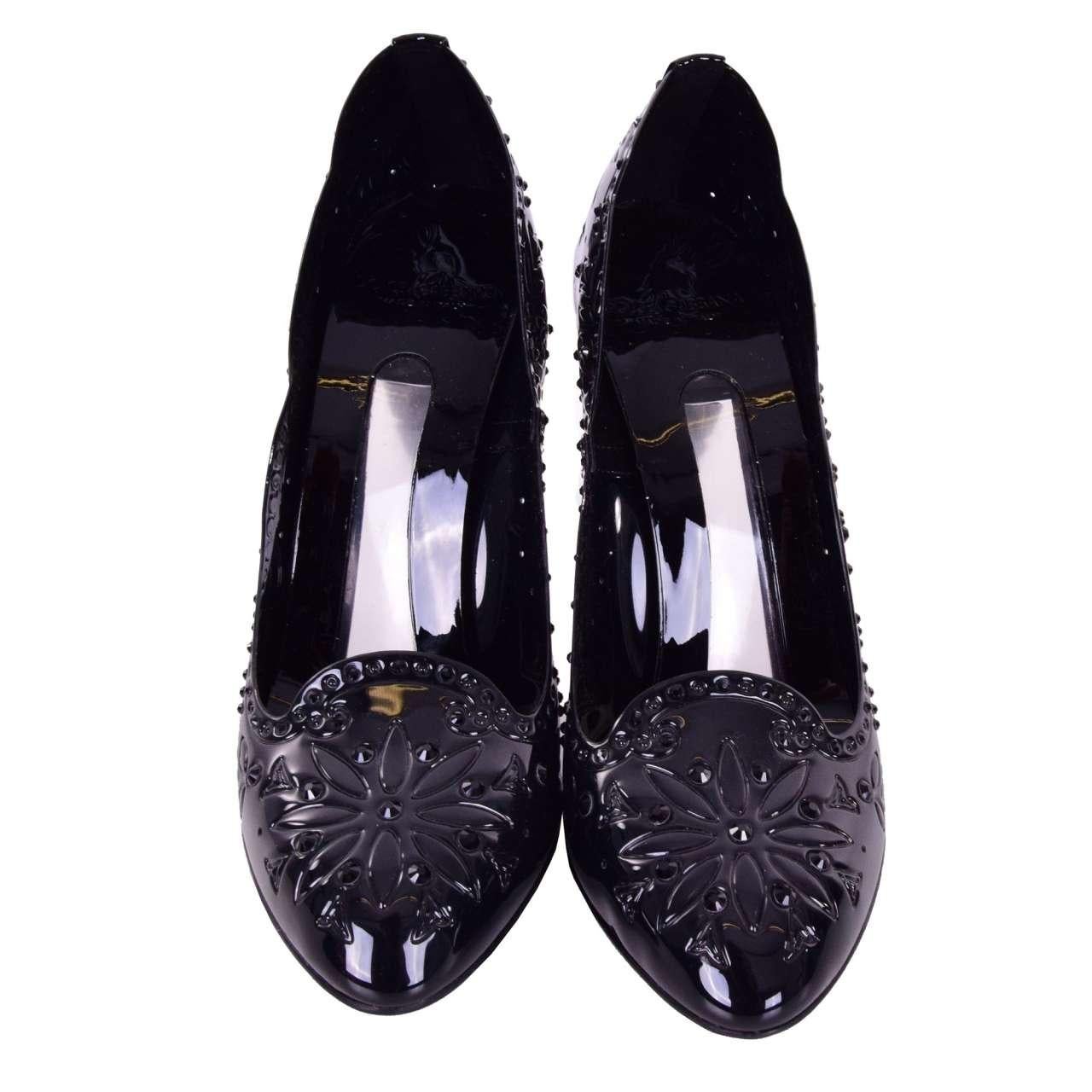 Women's Dolce & Gabbana - Cinderella PVC Rhinestones Pumps Black EUR 38.5 For Sale