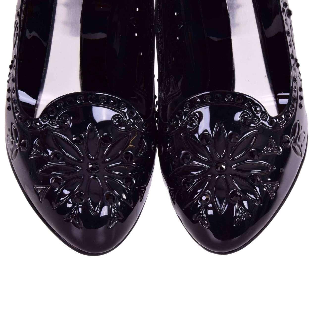 Dolce & Gabbana - Cinderella PVC Rhinestones Pumps Black EUR 38.5 For Sale 1