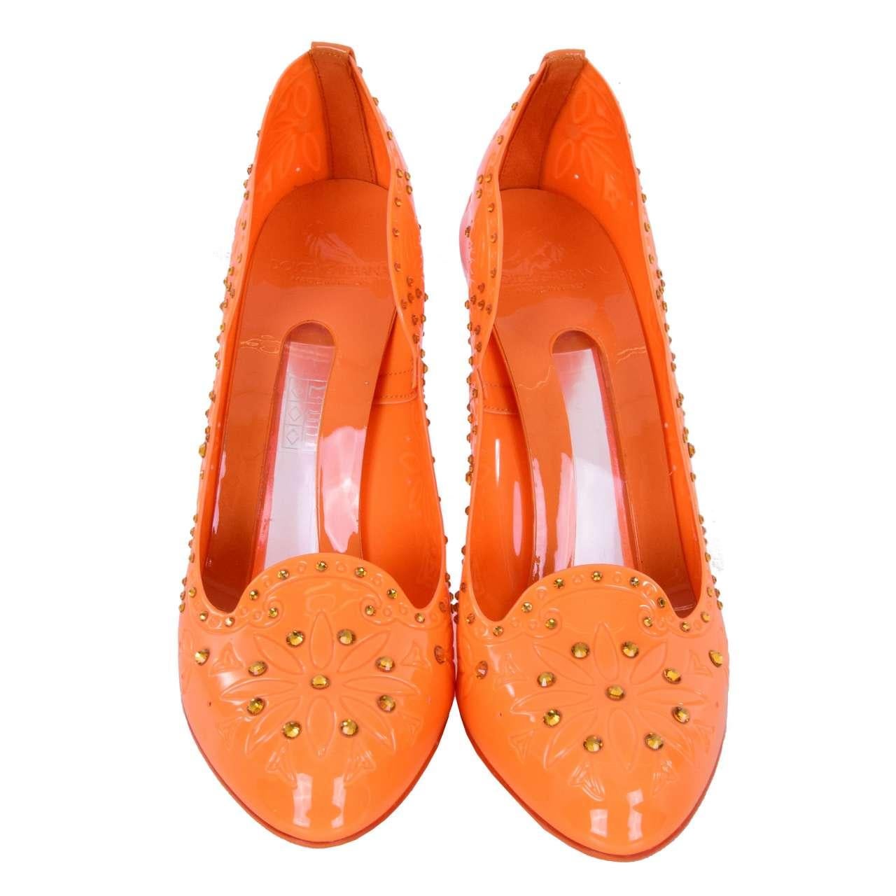 Dolce & Gabbana - Cinderella PVC Rhinestones Pumps Orange EUR 37 For Sale 2