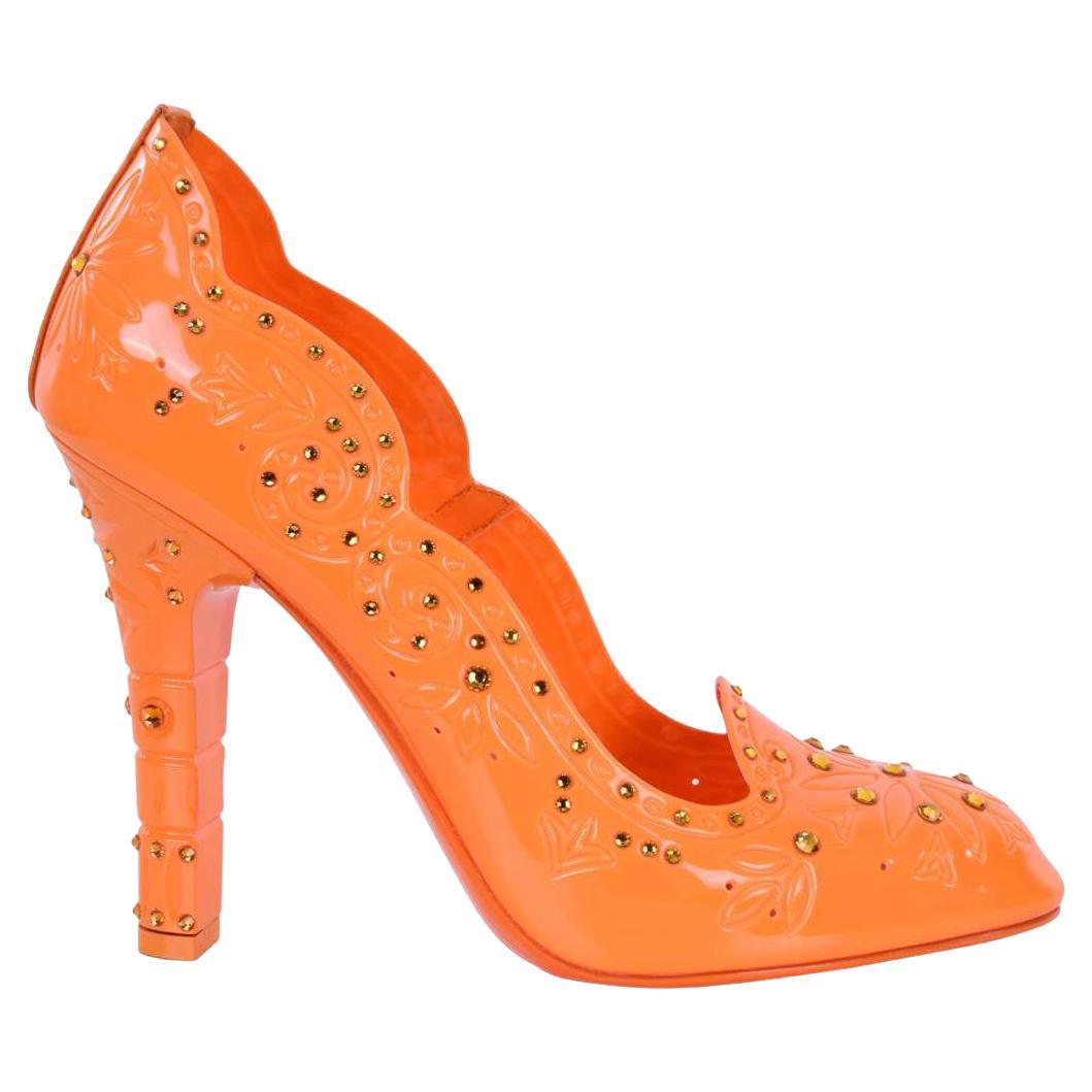 Dolce & Gabbana - Cinderella PVC Rhinestones Pumps Orange EUR 37 For Sale