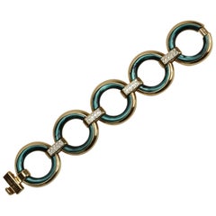 Dolce & Gabbana Circular Chain Link Bracelet with Diamond Detail