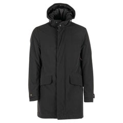 Dolce & Gabbana Classic Hooded Parka Jacket with Pockets and Logo Black 46 S