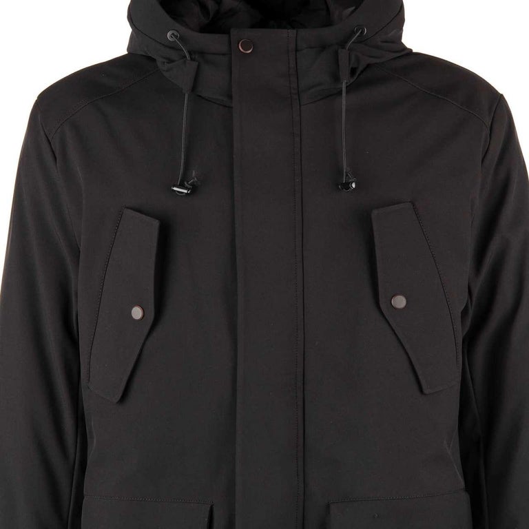 Dolce & Gabbana Black Nylon Full Zip Hooded Parka Jacket