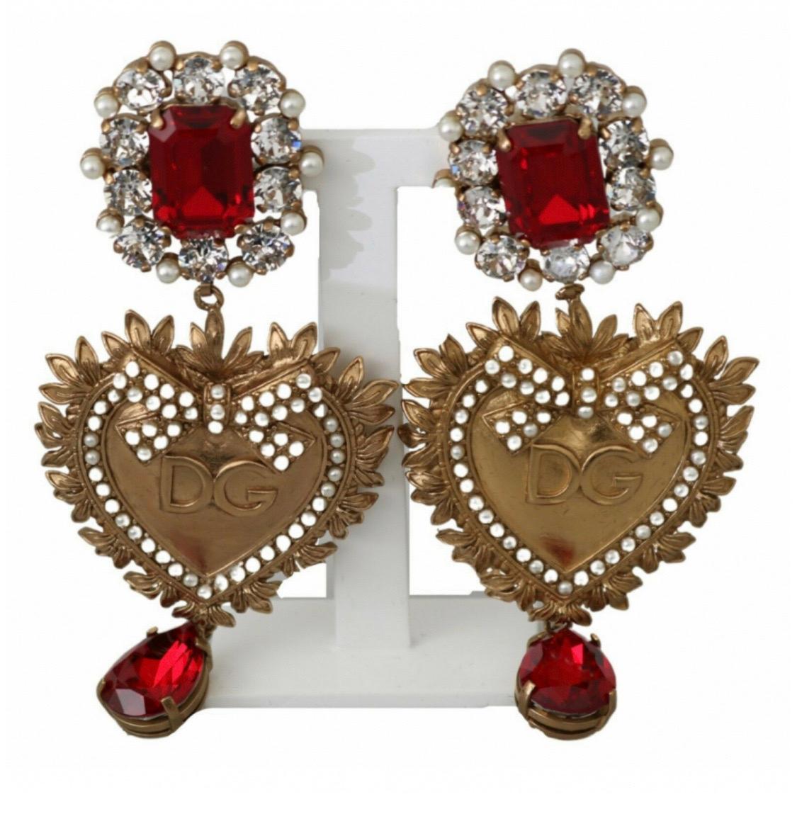 Modern Dolce & Gabbana Clip on Dangling Sacred Heart earrings 